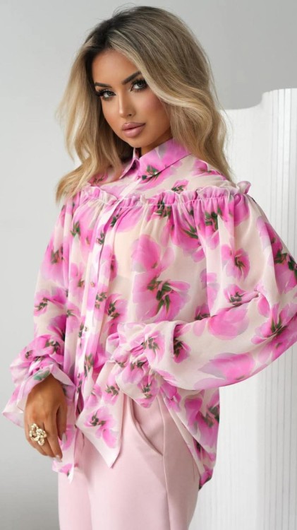 KOSZULA MERESZKA RÓŻOWE KWIATY LA BLANCHE.jpg