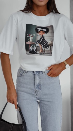 biały bawełniany t-shirt aplikacja groszki bocca.jpg