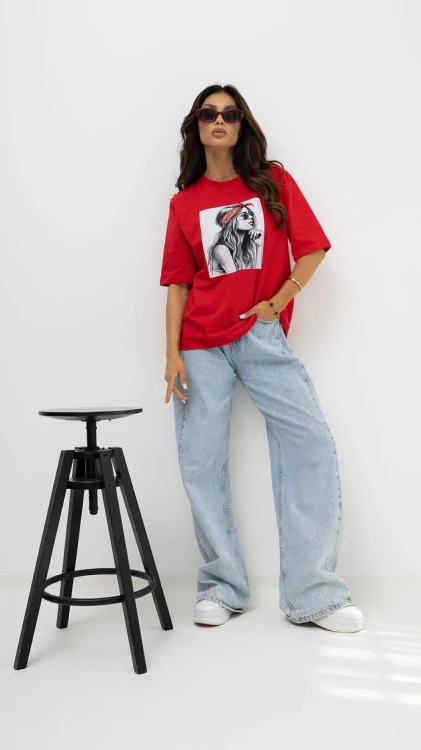 t-shirt damski bandamka czerwony bocca.jpg